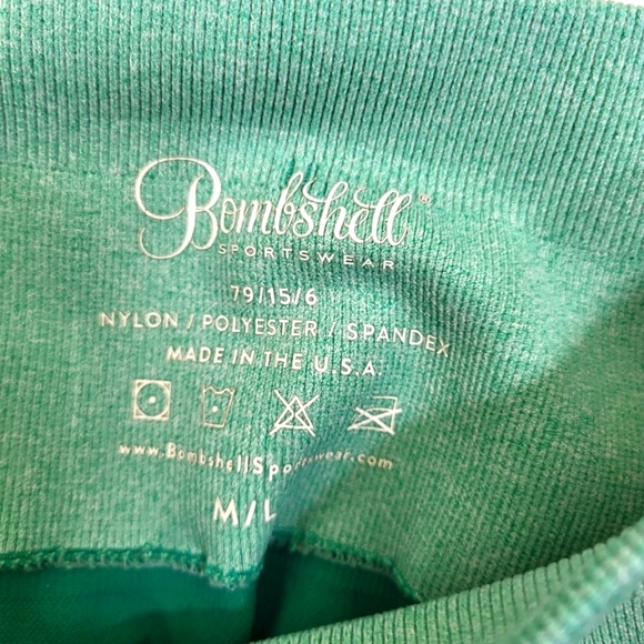 Bombshell Leggings Women's Medium Large Thigh High Green Seamless High Rise m/l - Picture 9 of 10